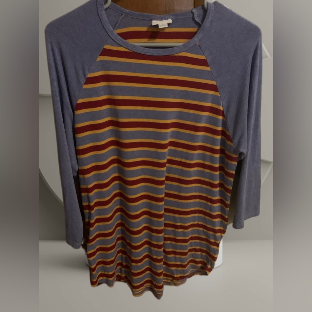 LuLaRoe Randy Baseball Tee Blue w/ Stripes Size Large